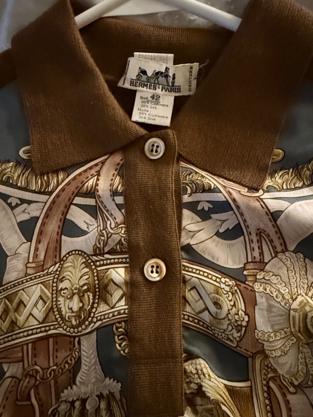 Hermes Sweater 1987 Hermes “Bride De Cour” Tassel Silk Scarf & Cashmere with COA - Picture 8 of 9